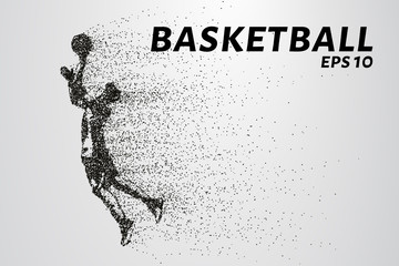 Basketball of the particles. A silhouette of a basketball player consists of circles and points. Vector illustration
