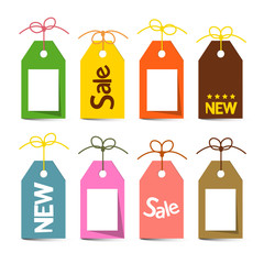 Tags with Strings. Vector Labels with Strings Isolated on White Background.