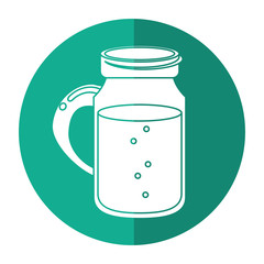 glass jar drink tasty drink bubble with cap - round icon vector illustration eps 10