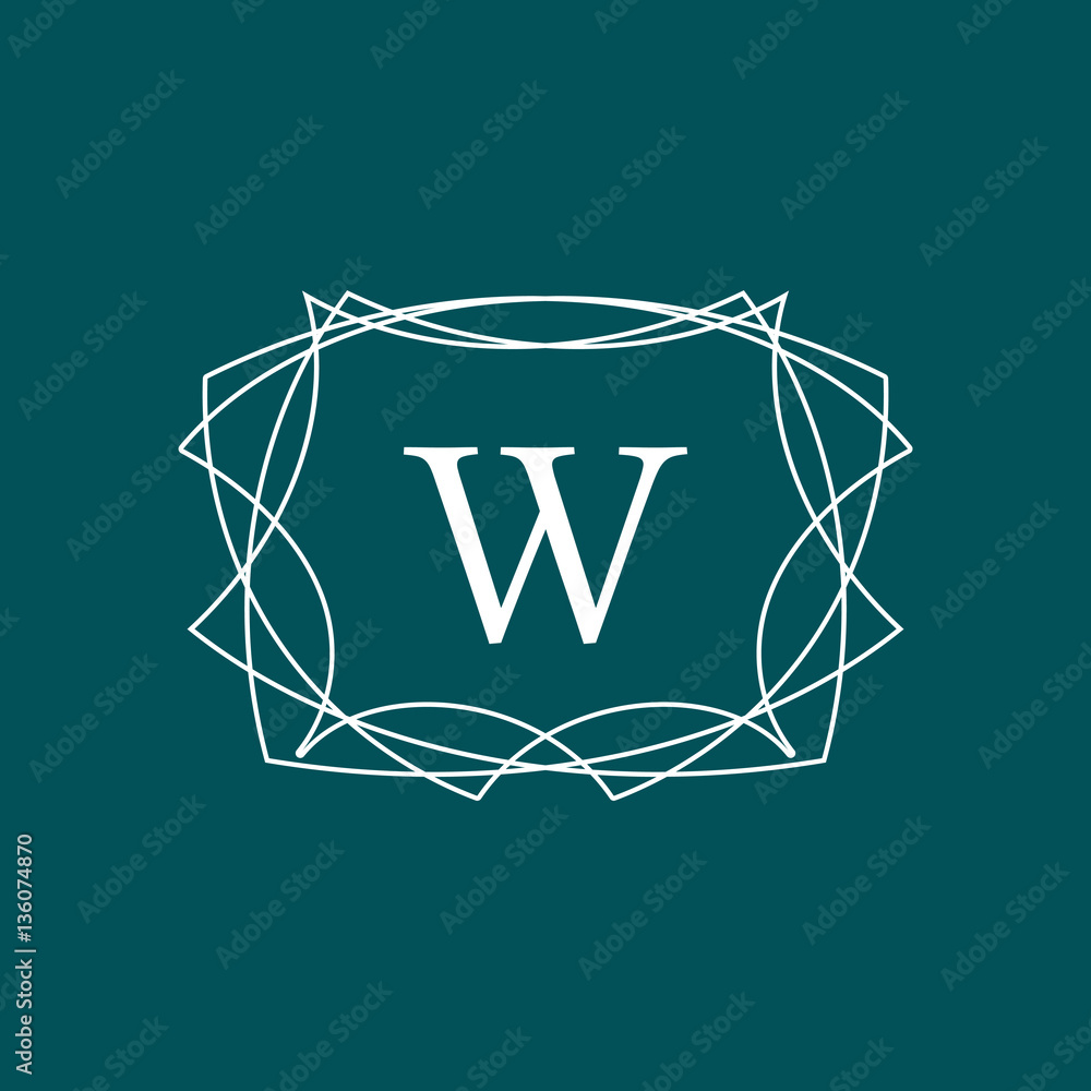 Poster abstract minimalistic hipster frame with letter w