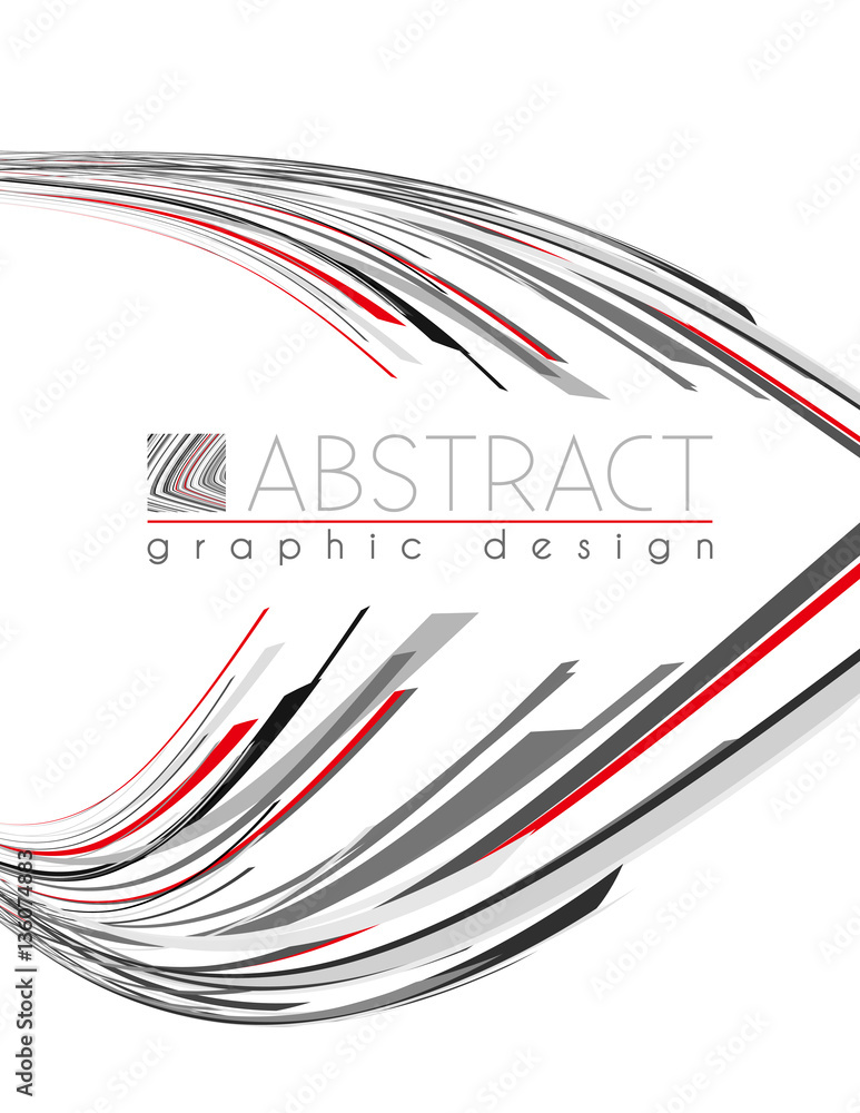 Poster abstract template with black, red and gray thin stripes. vector