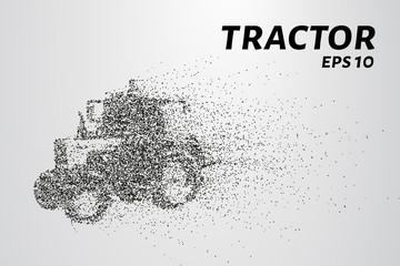 Fototapeta na wymiar Tractor of the particles. Silhouette of a tractor consists of circles and points. Vector illustration