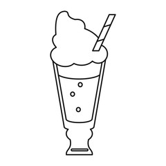 glass cup drink cream glace straw fresh thin line vector illustration eps 10