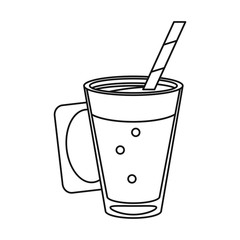 mocca coffee cup cream straw drink thin line vector illustration eps 10