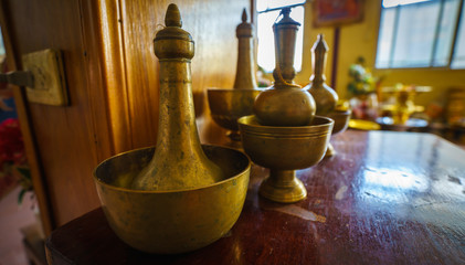 Fototapeta na wymiar Thai holy water on the table