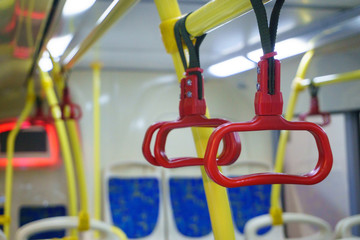 Bus hand-rail for standing passengers