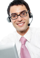 support phone operator in headset, isolated