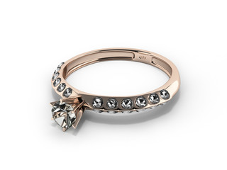 gold ring with diamond jewelry concept isolated on white backgro