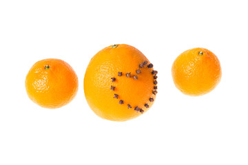 Fresh juicy bright tangerine and orange decorated with a heart o
