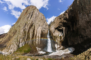 beautiful waterfall in the rocks