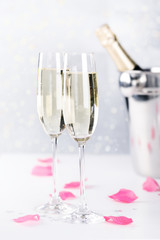 Valentines day background with champagne