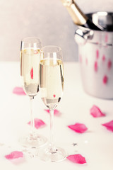 Valentines day background with champagne