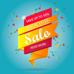 Obraz premium Super Sale and special offer. 50% off. Vector illustration.Theme color.
