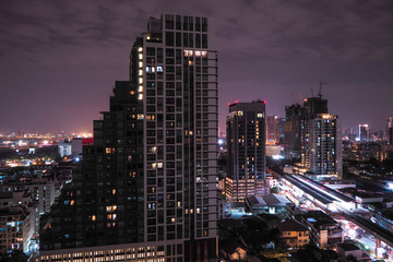 Fototapeta na wymiar High rise building at the night time