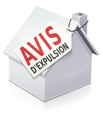 Maison et avis d'expulsion (reflet)