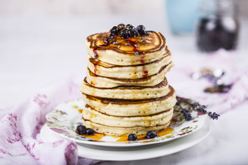 Stack of pancakes with blueberry