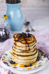 Stack of pancakes with blueberry