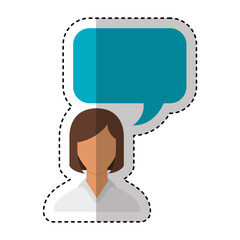 young man with speech bubble avatar character vector illustration design