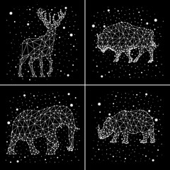 set of constellations. deer, elephant, rhinoceros, bison. vector © chikovnaya