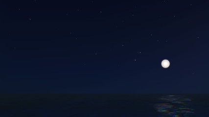 Naklejka na ściany i meble Vector Night landscape the sea with full moon