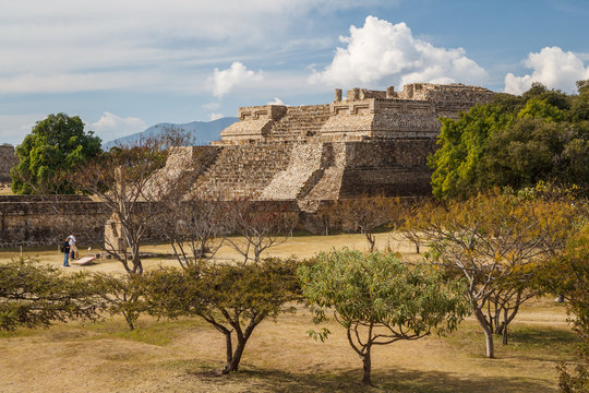 Ruins of the zapotec pre-hispanic city Monte Alban, Oaxaca, Mexi