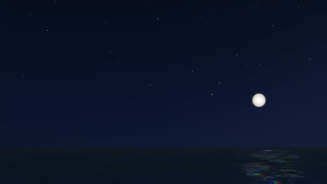Vector Night landscape the sea with full moon