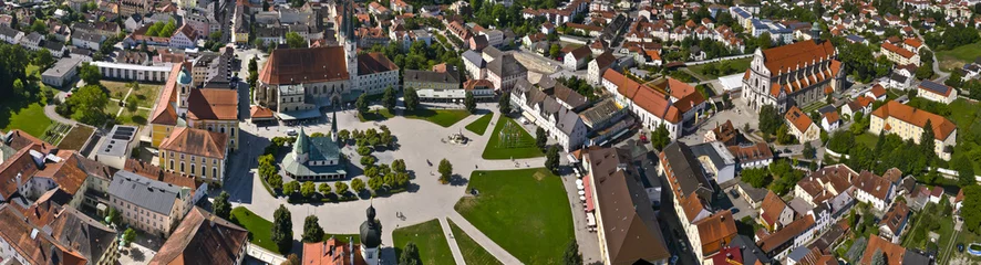 Fototapeten Luftbildpanorama vom schönen Kapellplatz in Altötting, © skyflypix