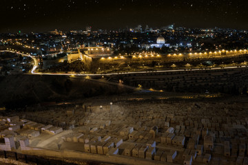Lights of Jerusalem at Night - from Mount of Olives - Israel