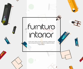 Abstract vector background with furniture. Furniture and interior.