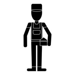 man construction repair toolbox pictogram vector illustration eps 10