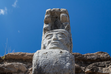 Ruins of the pre-hispanic (pre-Colombian) town Mixco Viejo, Guat