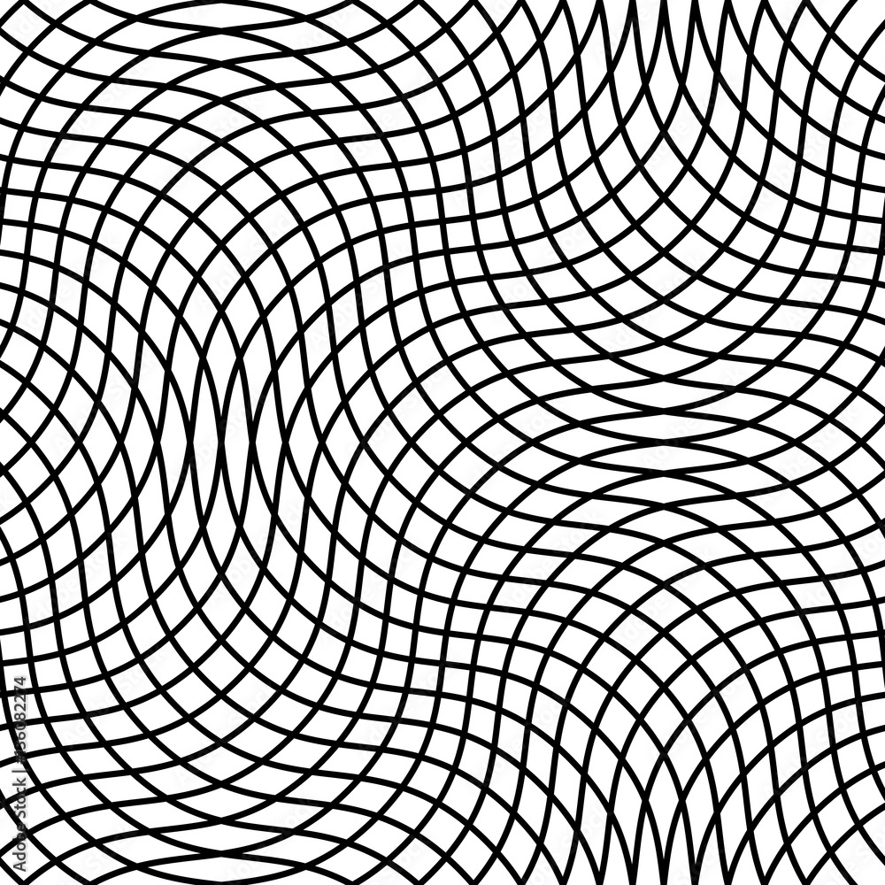 Poster Seamlessly repeatable geometric monochrome pattern with distorte