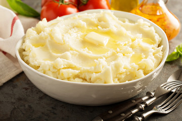 Mashed potatoes in big bowl