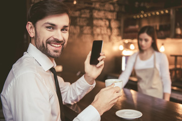 Businessman at the cafe