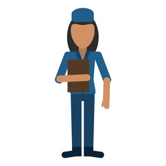 woman hat employee holding folder vector illustration eps 10