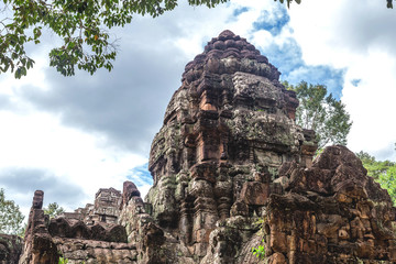 Angkor Wat, Cambodia - December 6, 2016: Galleries and tourists