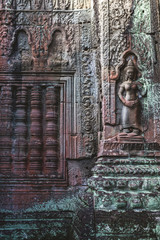 Carved structure and relief in Angkor Wat Temple