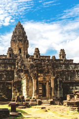 Angkor Wat, Cambodia - December 6, 2016: Galleries and tourists