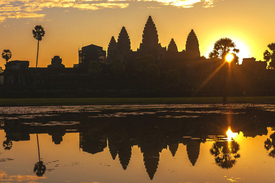 Sunrise at Angkor Wat Temple. Twillings time.  Cambodia