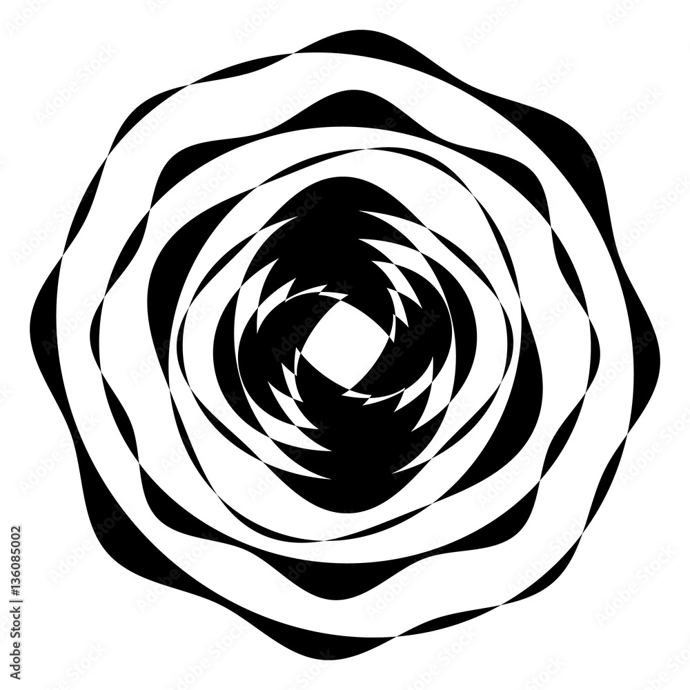 Poster geometric circle with distorted shapes rotating. abstract circle
