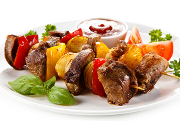 Kebabs - grilled meat and vegetables
