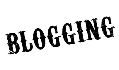 Blogging rubber stamp. Grunge design with dust scratches. Effects can be easily removed for a clean, crisp look. Color is easily changed.