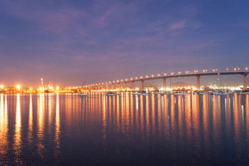 Fototapeta na wymiar Bridge from San Diego to Coronado above San Diego Bay, California