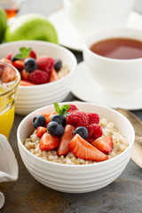 Steel cut oatmeal porridge with fresh berries