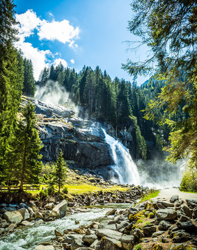 Waterfall at Zillertal Alps in Austria