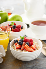 Steel cut oatmeal porridge with fresh berries
