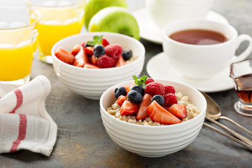 Steel cut oatmeal porridge with fresh berries