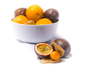 Fruits, yellow purple