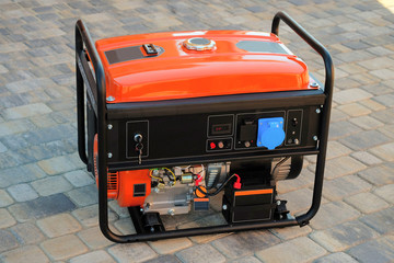 Gasoline portable generator for electric power supplies - obrazy, fototapety, plakaty