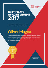 Certificate of Achievement template. Flat geometric design. Layered eps10 vector. - obrazy, fototapety, plakaty
